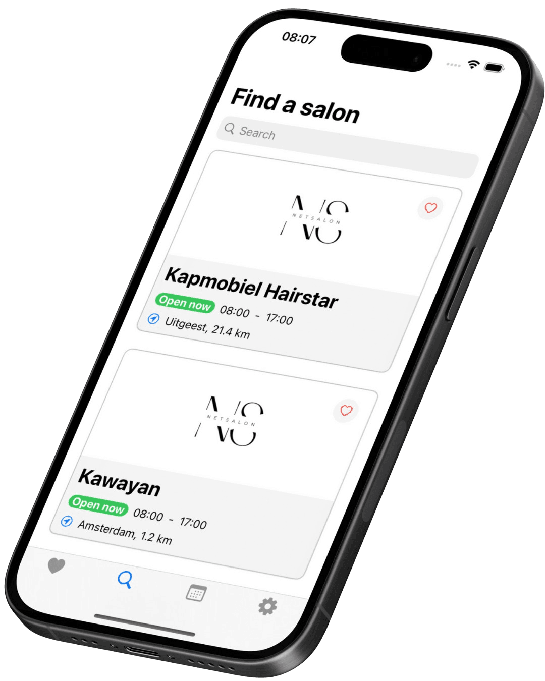 NetSalon Customer App Mockup